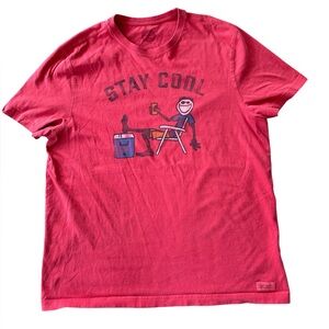 Men’s Large Life Is Good Crusher T-Shirt Red Stay Cool Graphic EUC